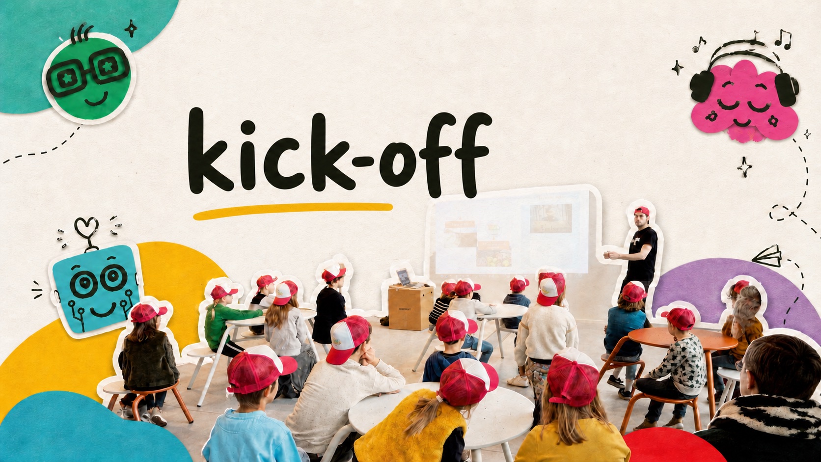 A Future Designers classroom session with the word kick-off